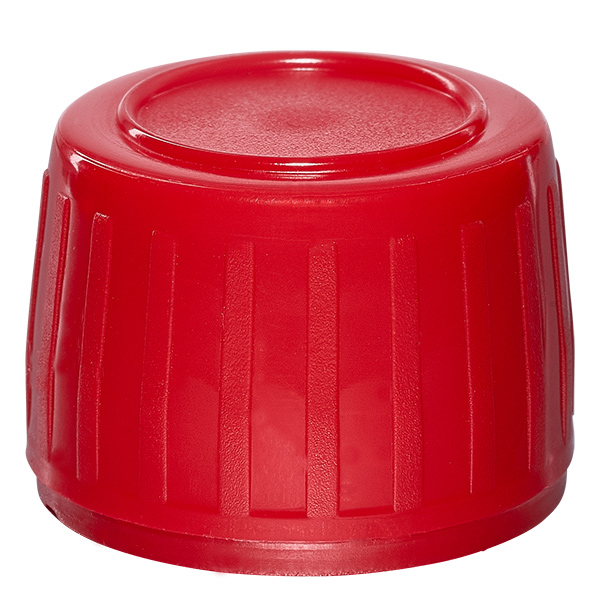 Bouchon à vis rouge avec bague d'inviolabilité PP28 ApoGlas Bouchon à vis rouge avec bague d'inviolabilité PP28 ApoGlas