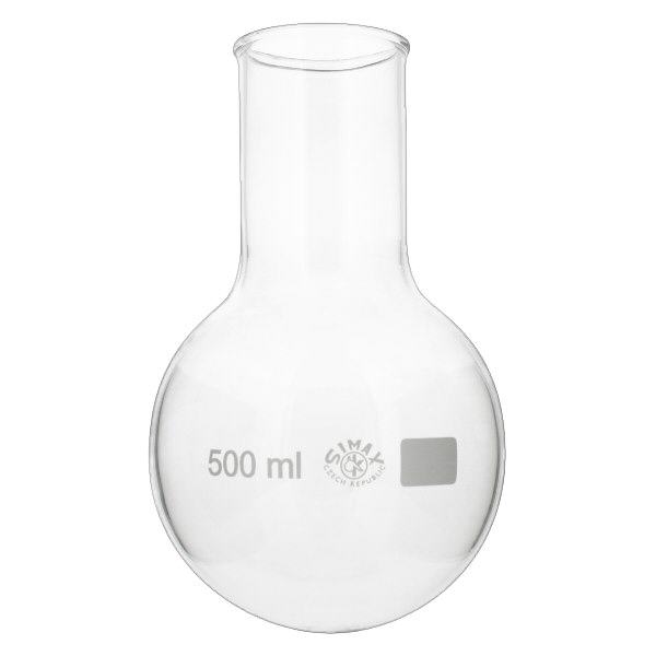 Ballon à fond plat 500ml col large borosilicate avec bord arrondi