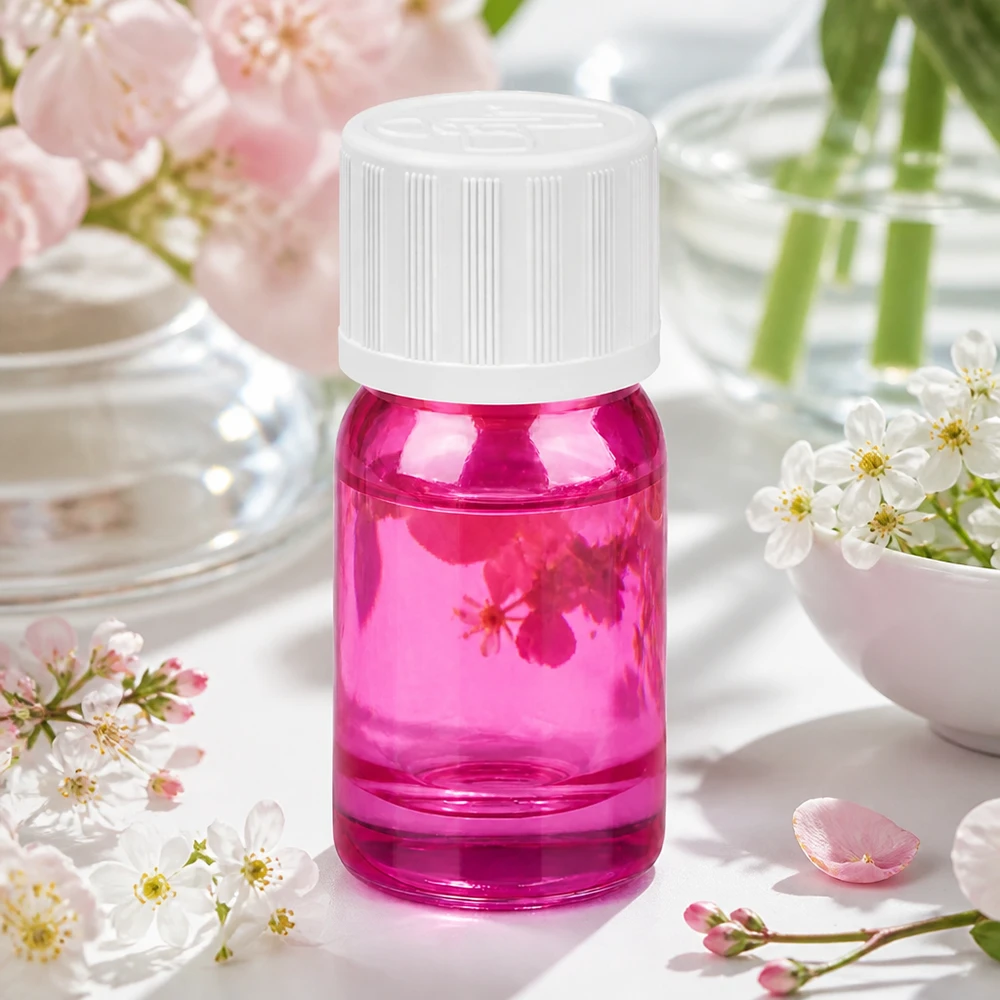 Elégant flacon cosmétique violet 5ml avec protection UV et système de fermeture sécurisé pour les cosmétiques naturels