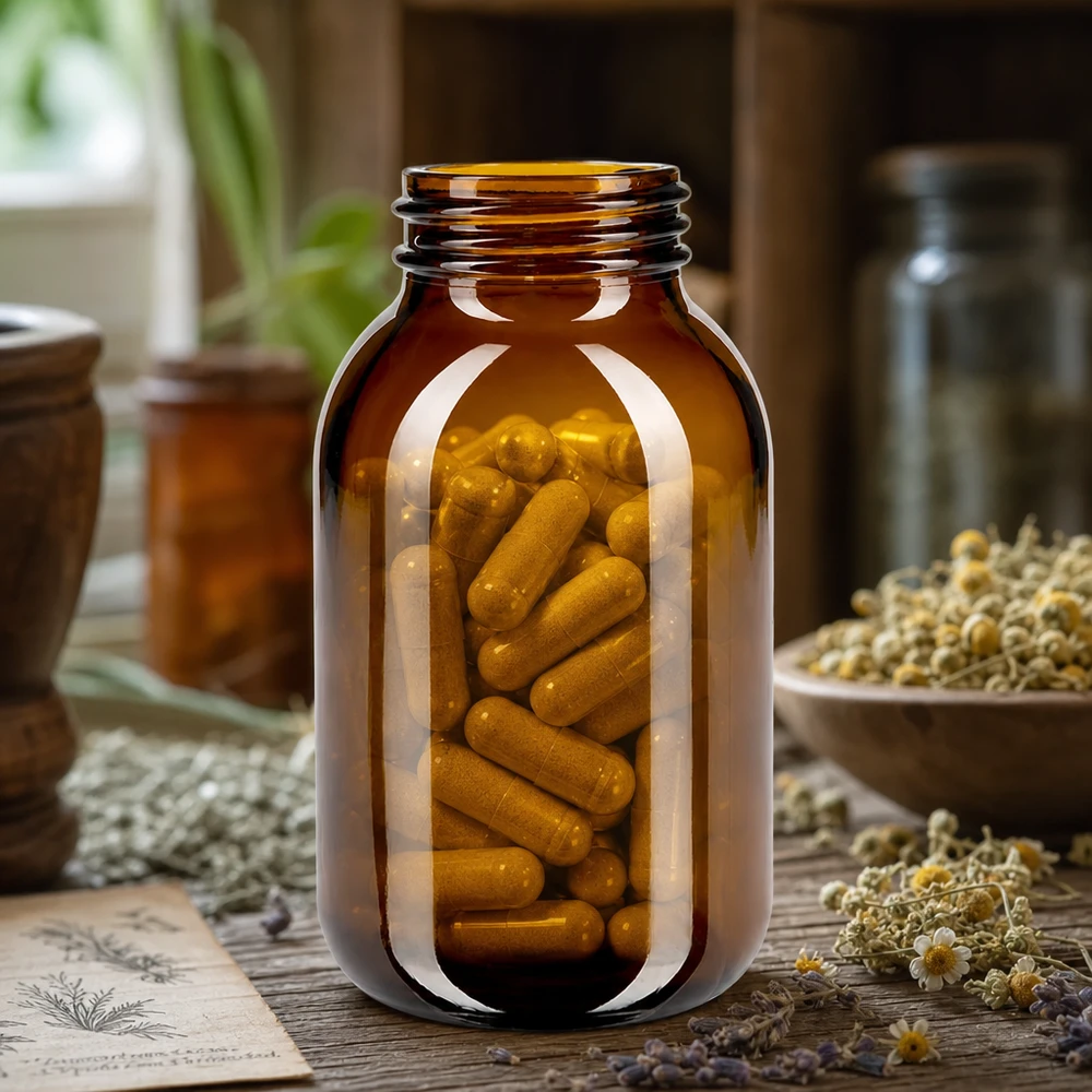 Bocal à col large en verre ambré 500 ml, goulot DIN 55, sans couvercle Bocal à col large en verre ambré 500 ml, goulot DIN 55, sans couvercle