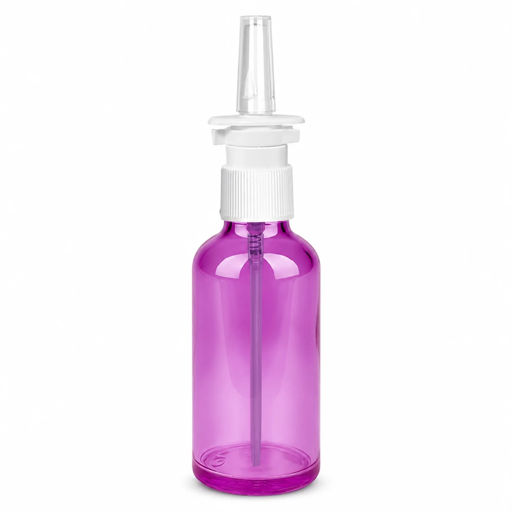 Vaporisateur nasal de 50ml blanc/transparent standard PurpleLine. UT18/50 Petit vaporisateur nasal de 50 ml en violet pour les voyages avec un système de vaporisation pratique