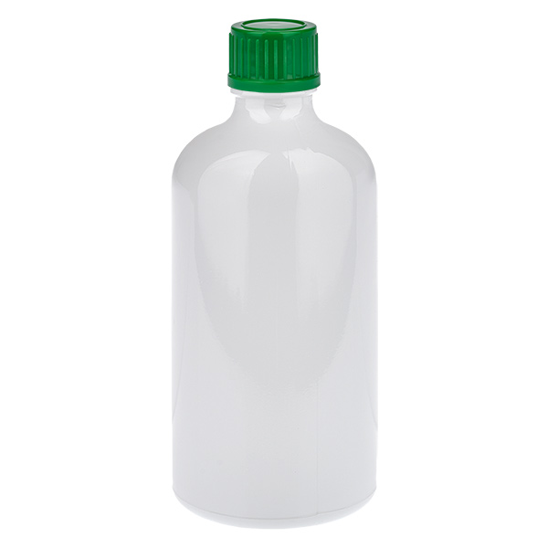 Bouteille de 100 ml, bouchon à vis vert 11 mm, standard WhiteLine UT18/100 Bouteille de 100 ml, bouchon à vis vert 11 mm, standard WhiteLine UT18/100