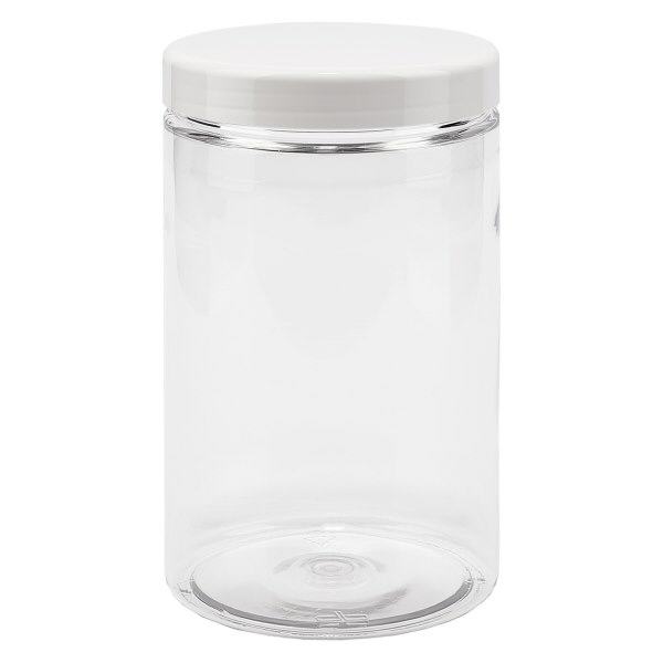Pot à vis en PET clair 400 ml avec couvercle blanc Pot à vis en PET clair 400 ml avec couvercle blanc