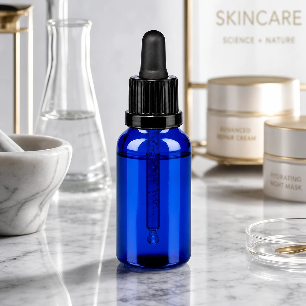 Flacon à pipette 20ml noir OV BlueLine UT18/20 Flacon à pipette de haute qualité 20ml BlueLine - protection UV par verre bleu pour les substances sensibles à la lumière