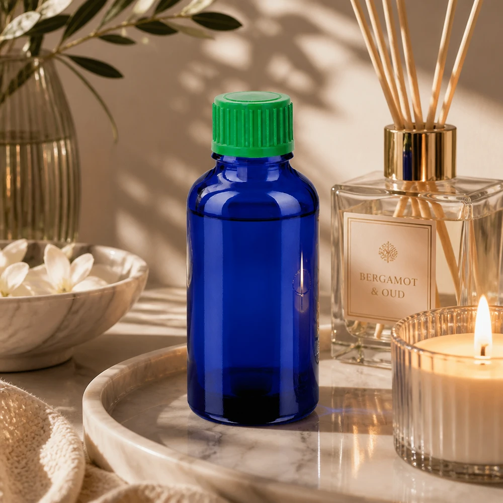 Flacon compte-goutte 30ml 0.8mm vert STD BlueLine UT18/30 Flacon compte-gouttes robuste en verre de 30 ml avec bouchon en plastique vert résistant