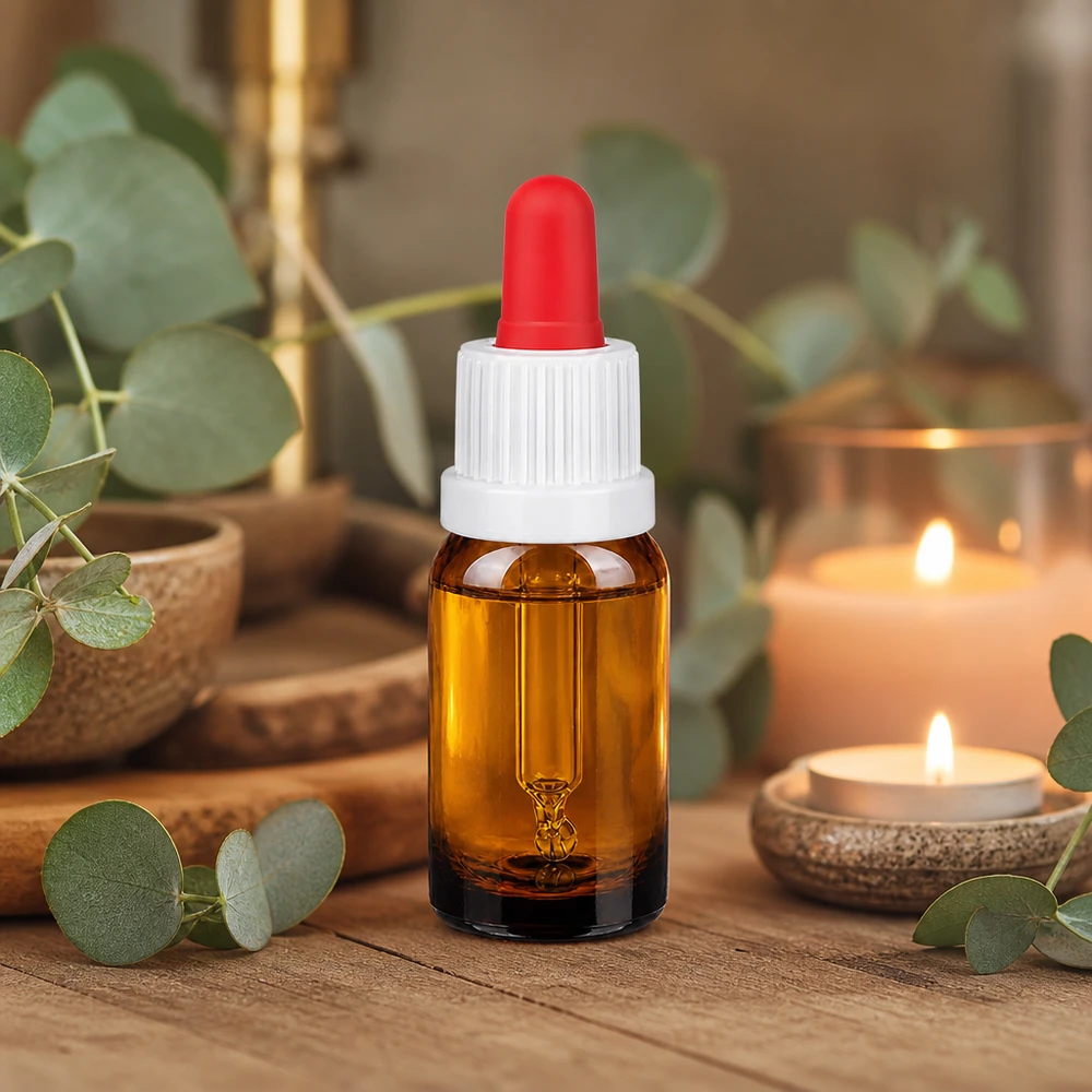 10ml flacon à pipette blanc/rouge OV BrownLine UT18/10 Petit flacon à pipette de 10 ml en verre brun avec bouchon compte-gouttes pratique pour les cosmétiques
