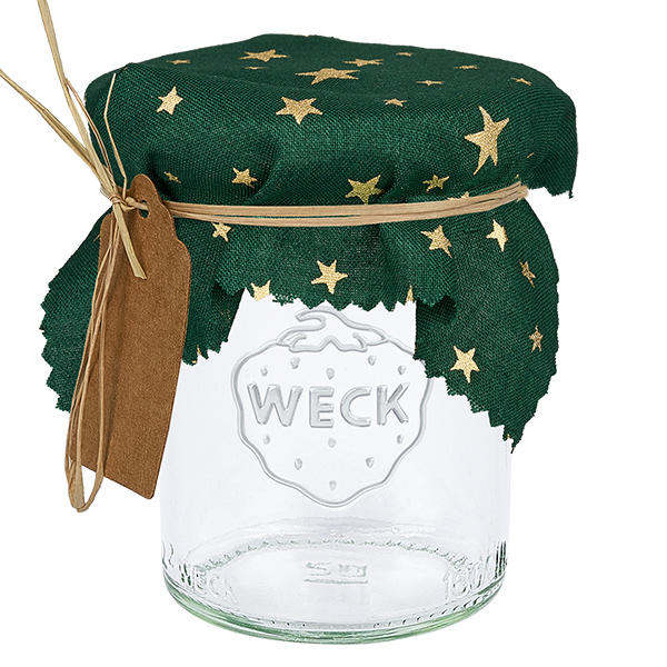 Couvercle en tissu étoiles vertes 120x120mm carré