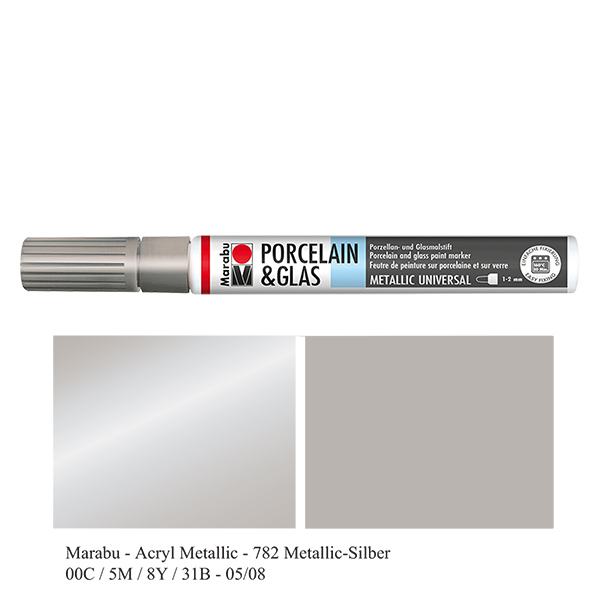 Crayon Argent 1-2mm pour verre/porcelaine (082)