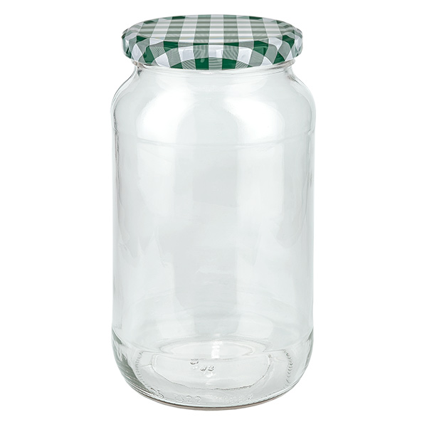 1062ml Verre rond avec couvercle BasicSeal vert/blanc UNiTWIST