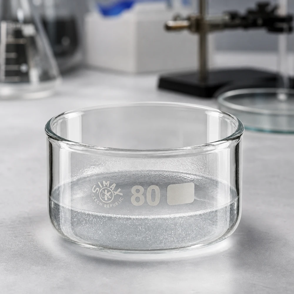 Bol cylindrique en verre sans bec verseur, diamètre 80 mm, capacité 150 ml, destiné aux analyses chimiques