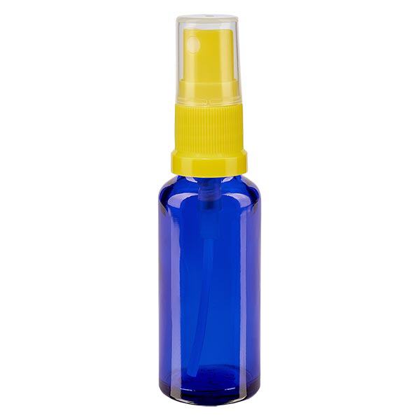 Flacon de pharmacie bleu 30ml embout spray jaune