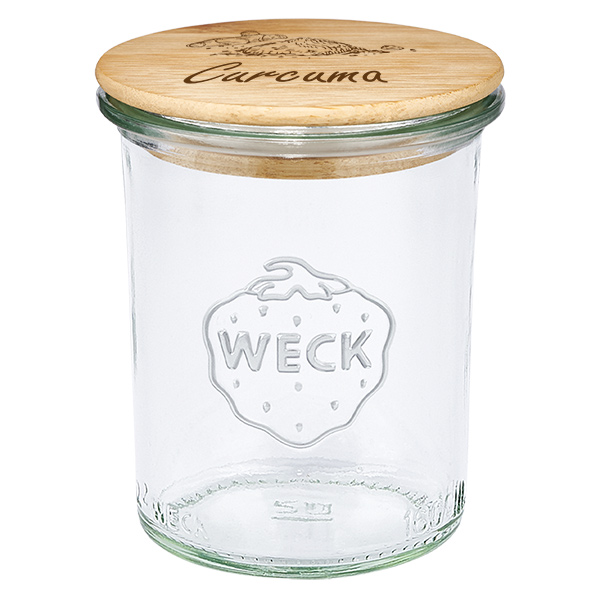 Paire en bois « Curcuma » avec verrine WECK 160 ml Paire en bois « Curcuma » avec verrine WECK 160 ml