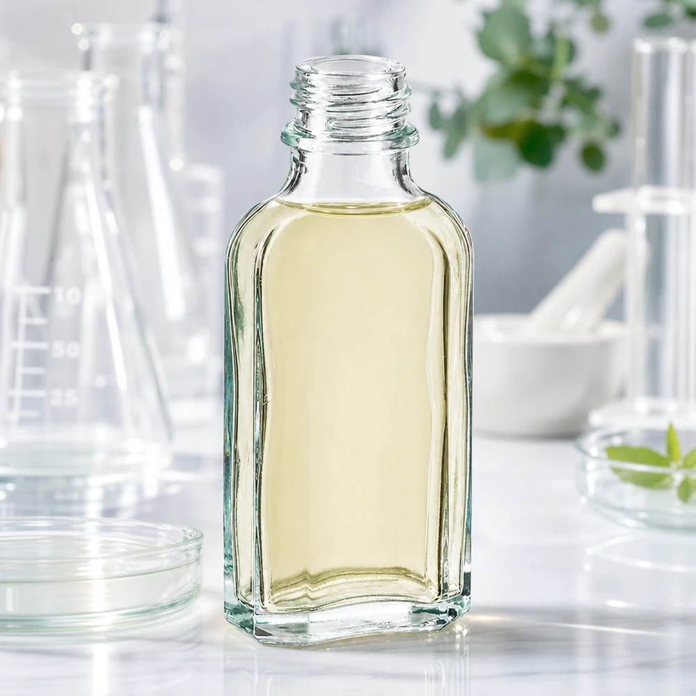 Flasque transparente de 50 ml au goulot DIN 22 Flacon rectangulaire en verre transparent de 50 ml, de type Meplat, avec filetage DIN 22, destiné à un usage en laboratoire