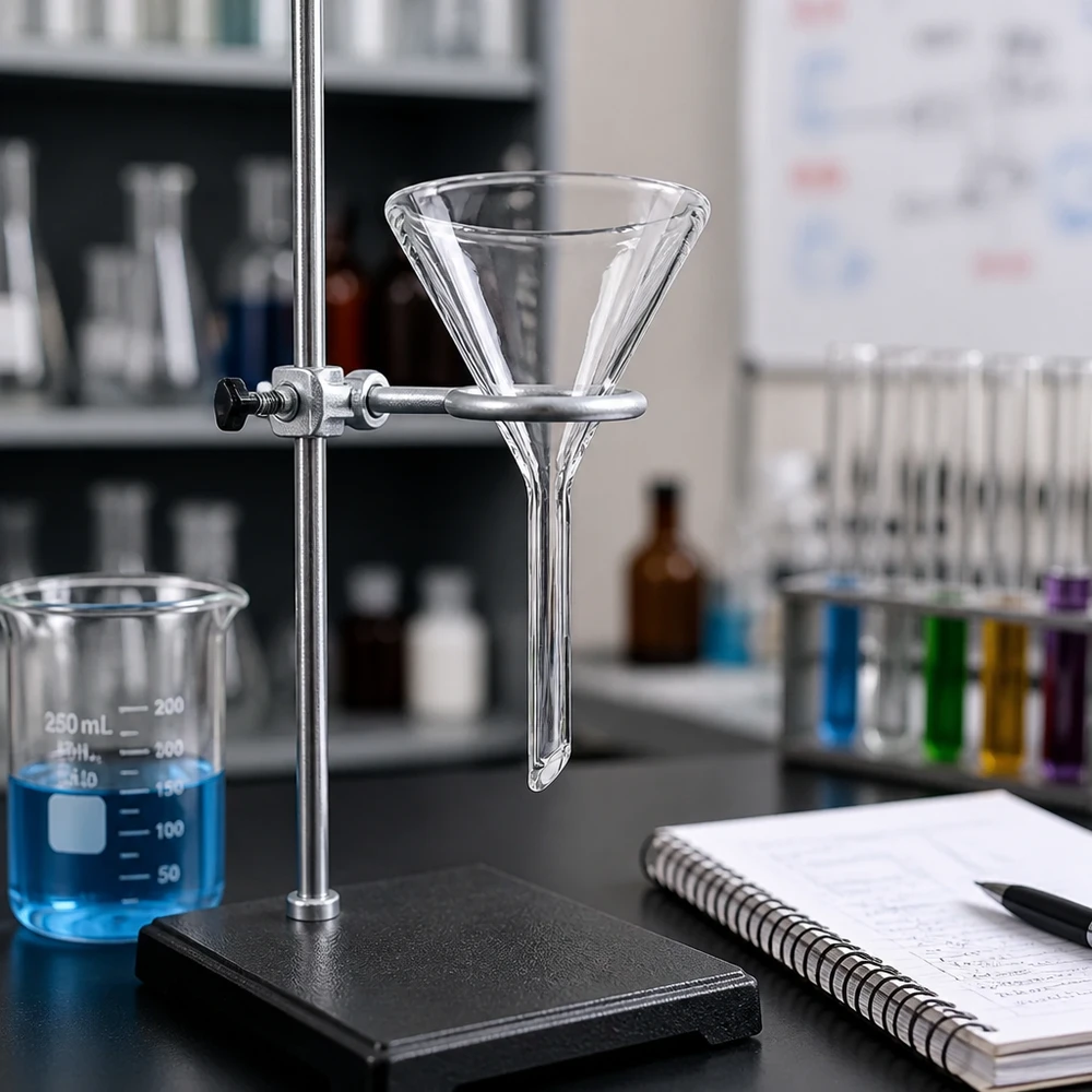 Entonnoir Ø 45mm - verre borosilicate 3.3 - angle 60° Entonnoir de précision avec angle d'inclinaison de 60 degrés en borosilicate de haute qualité pour un dosage exact