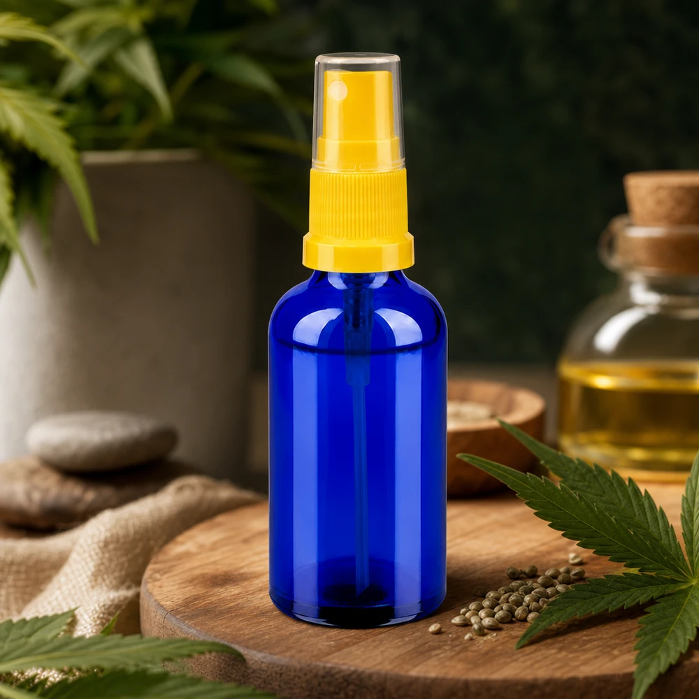 Vaporisateur 50ml jaune/tr. STD BlueLine UT18/50 Vaporisateur professionnel 50ml avec bouchon anti-fuite pour l'aromathérapie et le bien-être