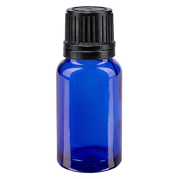 Flacon de pharmacie bleu 10ml bouchon vissable noir bague de coulée bouchon d'inviolabilité Flacon de pharmacie bleu 10ml bouchon vissable noir bague de coulée bouchon d'inviolabilité