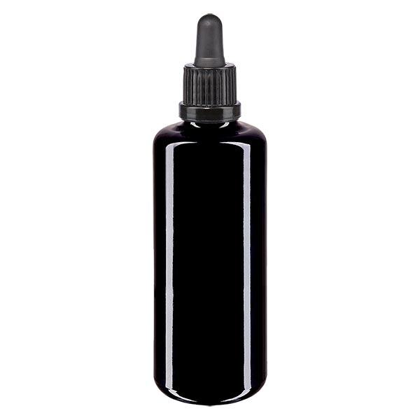 Flacon à pharmacie viol. 100ml pipette noir OV