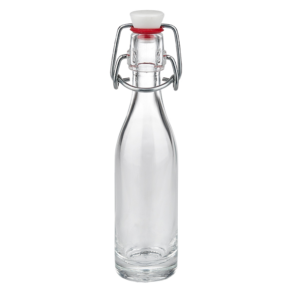 Bouteille en verre de 50 ml + bouchon mécanique PVC UNiTWIST Flacon en verre 50ml avec bouchon à étrier PVC UNiTWIST - petit flacon avec étrier métallique et bouchon blanc