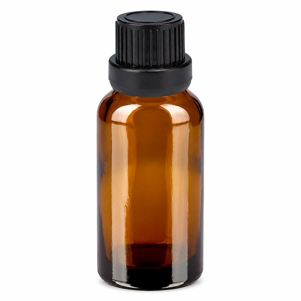 20ml goutte à goutte. 2mm noir OV BrownLine UT18/20 Petit flacon compte-gouttes 20ml en verre brun avec bouchon à vis noir