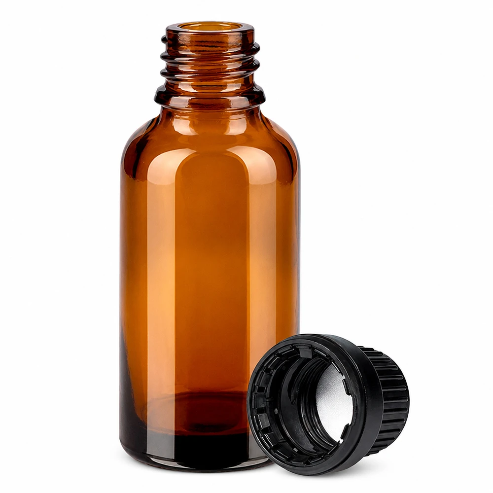 Flacon 30ml 11mm SV noir OV BrownLine UT18/30 Flacon en verre compact de 30 ml avec filetage pour un dosage précis des liquides