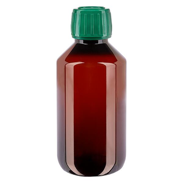 Bouteille PET 200ml avec bouchon vert,bouchon d'inviolabilité