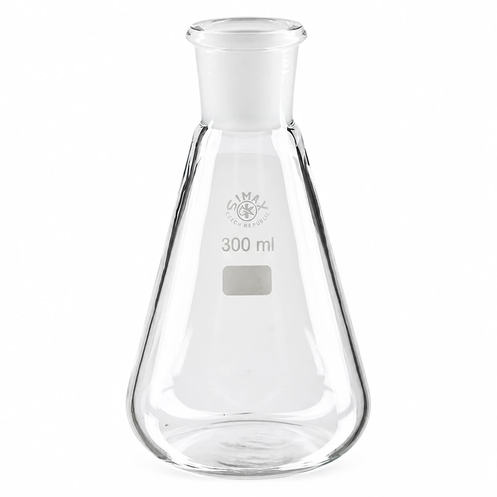 Erlenmeyer 300 ml col étroit, verre borosilicate avec rodage normalisé 29/32 Ballon de laboratoire 300ml pour analyses chimiques et synthèses avec rodage standard 29/32