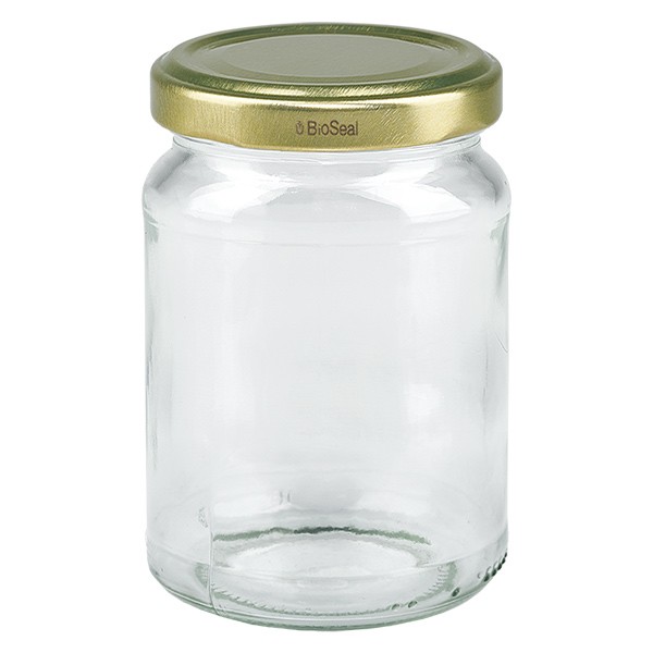 205ml Verre rond avec couvercle BioSeal or UNiTWIST