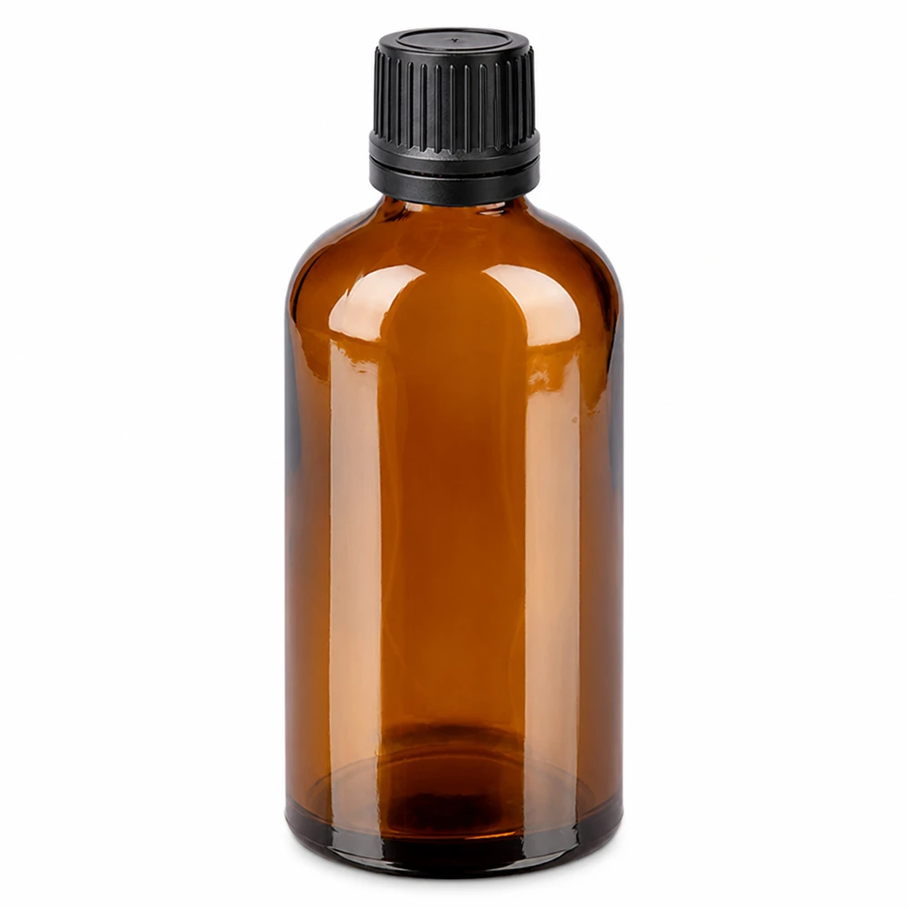 100ml goutte à goutte. 1mm noir OV BrownLine UT18/100 Flacon de pharmacie ambre 100ml avec bouchon compte-gouttes noir pour l'aromathérapie