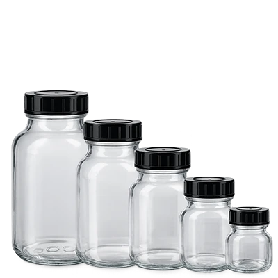 Verres à pharmacie clairs à col large