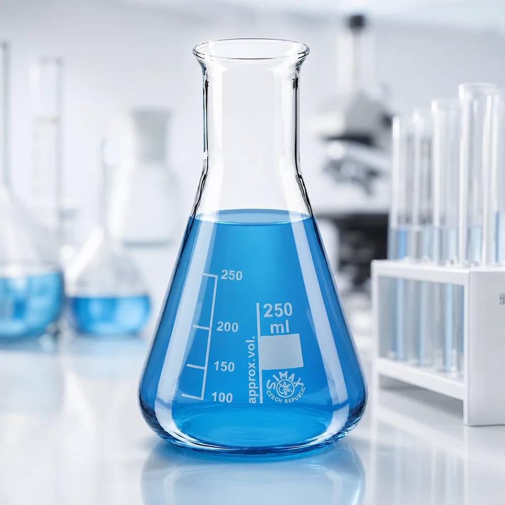 Erlenmeyer 250ml col large, verre borosilicate Erlenmeyer en verre borosilicaté de haute qualité 250ml avec marquage de volume pour les laboratoires de recherche