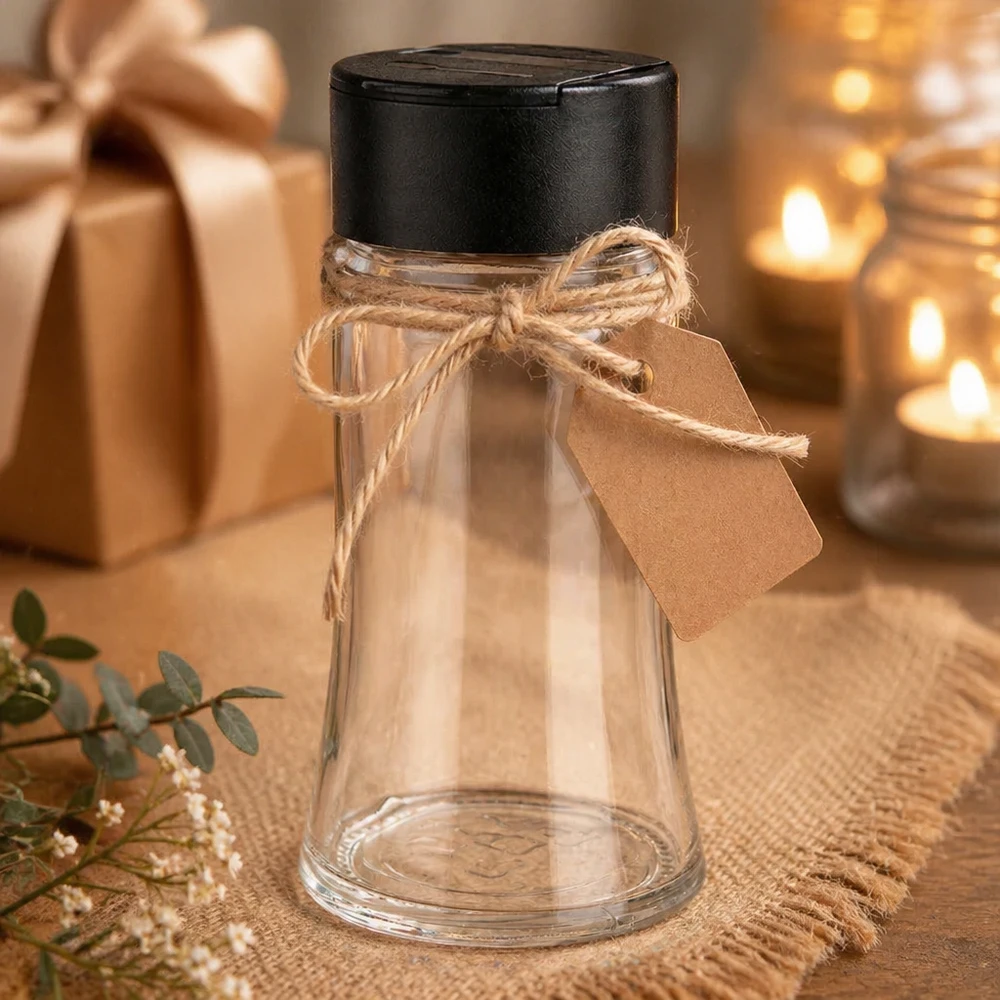 Pot à sel/épices 95 ml avec double saupoudreuse noire Pot à sel/épices 95 ml avec double saupoudreuse noire
