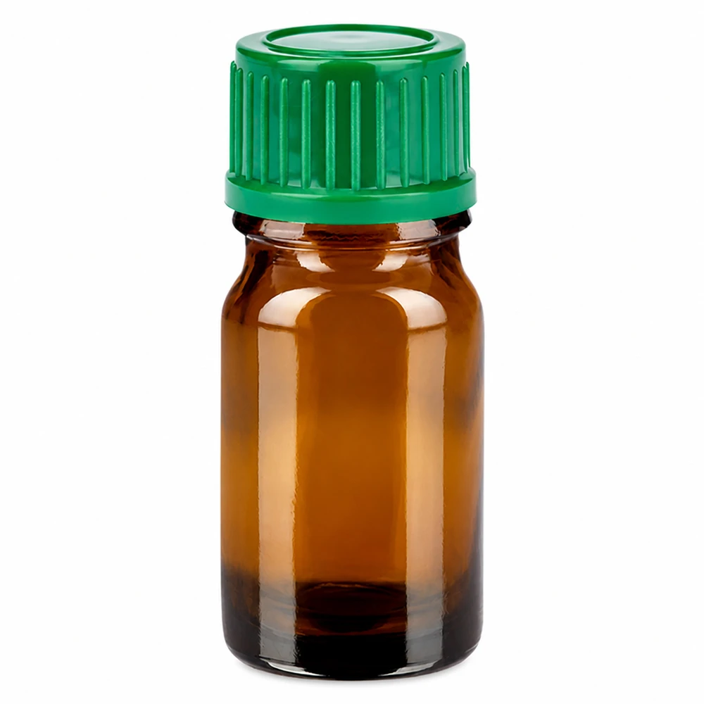 Flacon de 5ml 11mm SV vert STD BrownLine UT18/5 Flacon en verre brun de 5ml avec bouchon à vis vert pour huiles essentielles et médicaments