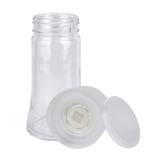 Pot à épices en verre transparent, 95 ml, avec moulin en céramique transparent Pot à épices en verre transparent, 95 ml, avec moulin en céramique transparent