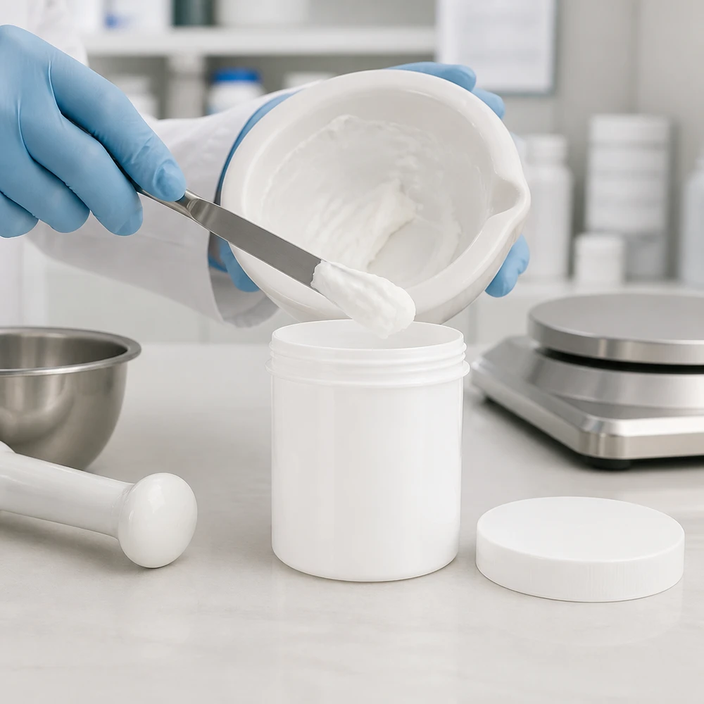 Pot à onguent blanc 100 g avec couvercle blanc (PP) Pot à pommade incassable de 100 g en polypropylène avec couvercle à vis étanche, blanc
