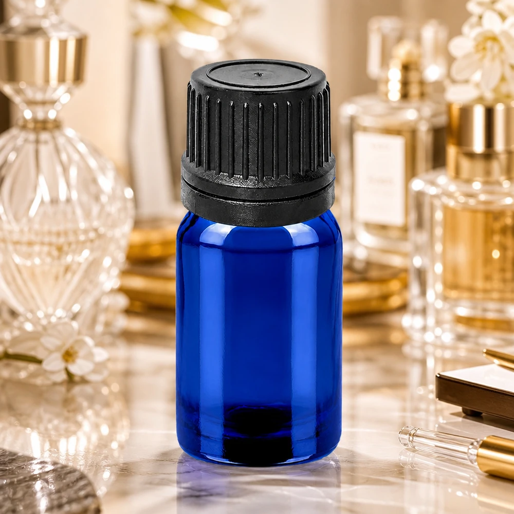 Flacon compte-goutte 5ml 1mm noir OV BlueLine UT18/5 Flacon compte-gouttes de 5 ml avec bouchon OV noir et verre bleu protège les substances sensibles à la lumière