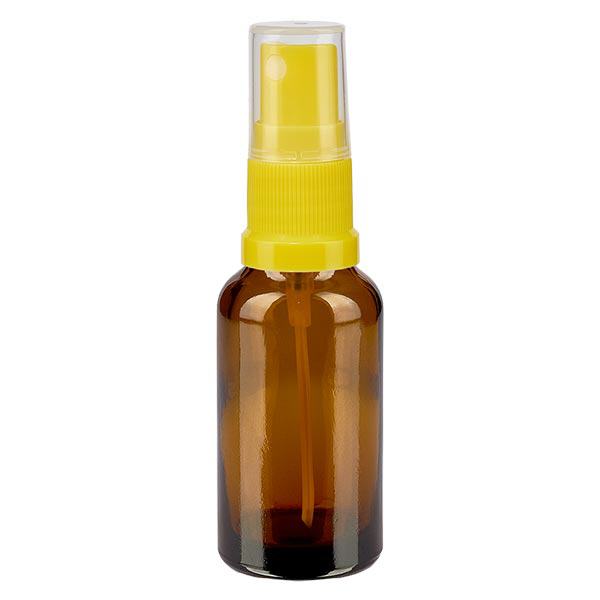 Flacon de pharmacie brun 20ml embout spray jaune Flacon de pharmacie brun 20ml embout spray jaune