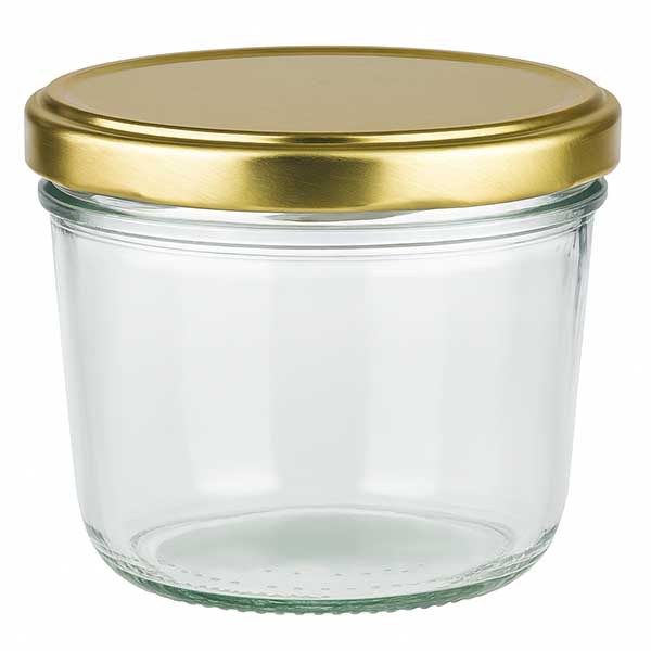 230ml Verre conique avec couvercle BasicSeal or UNiTWIST 230ml bocal en verre avec couvercle doré BasicSeal UNiTWIST - bocal vide avec couvercle à vis en verre