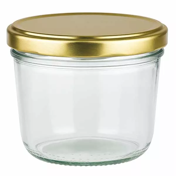 230ml Verre conique avec couvercle BasicSeal or UNiTWIST 230ml bocal en verre avec couvercle doré BasicSeal UNiTWIST - bocal vide avec couvercle à vis en verre