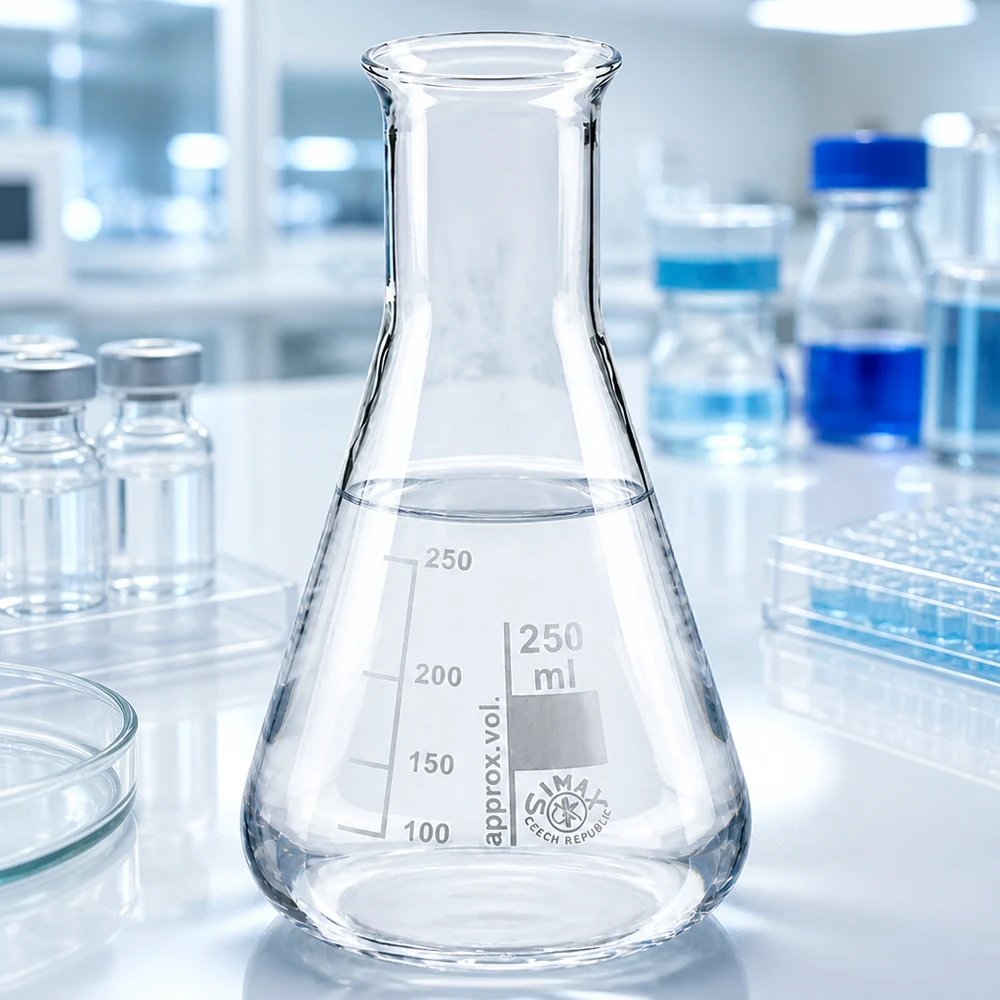 Erlenmeyer 250ml col large, verre borosilicate Ballon de laboratoire professionnel 250ml avec forme conique pour un mélange et un pivotement optimaux