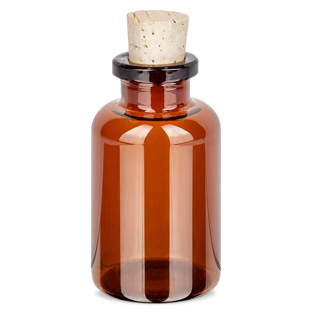 Flacon en verre ambré 20 ml avec bouchon de liège 11/14 mm Braunglas Vorratsflasche 20ml mit Korken 11/14mm für Flüssigkeiten