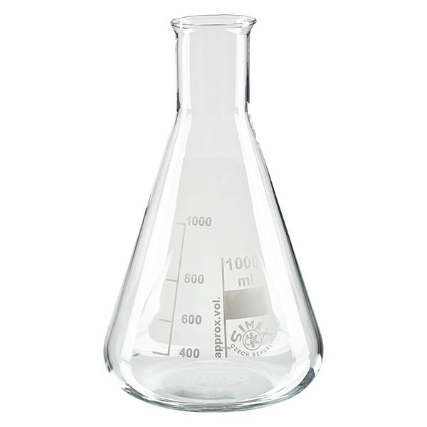 Erlenmeyer 1000ml col étroit, verre borosilicate Erlenmeyer 1000ml col étroit, verre borosilicate