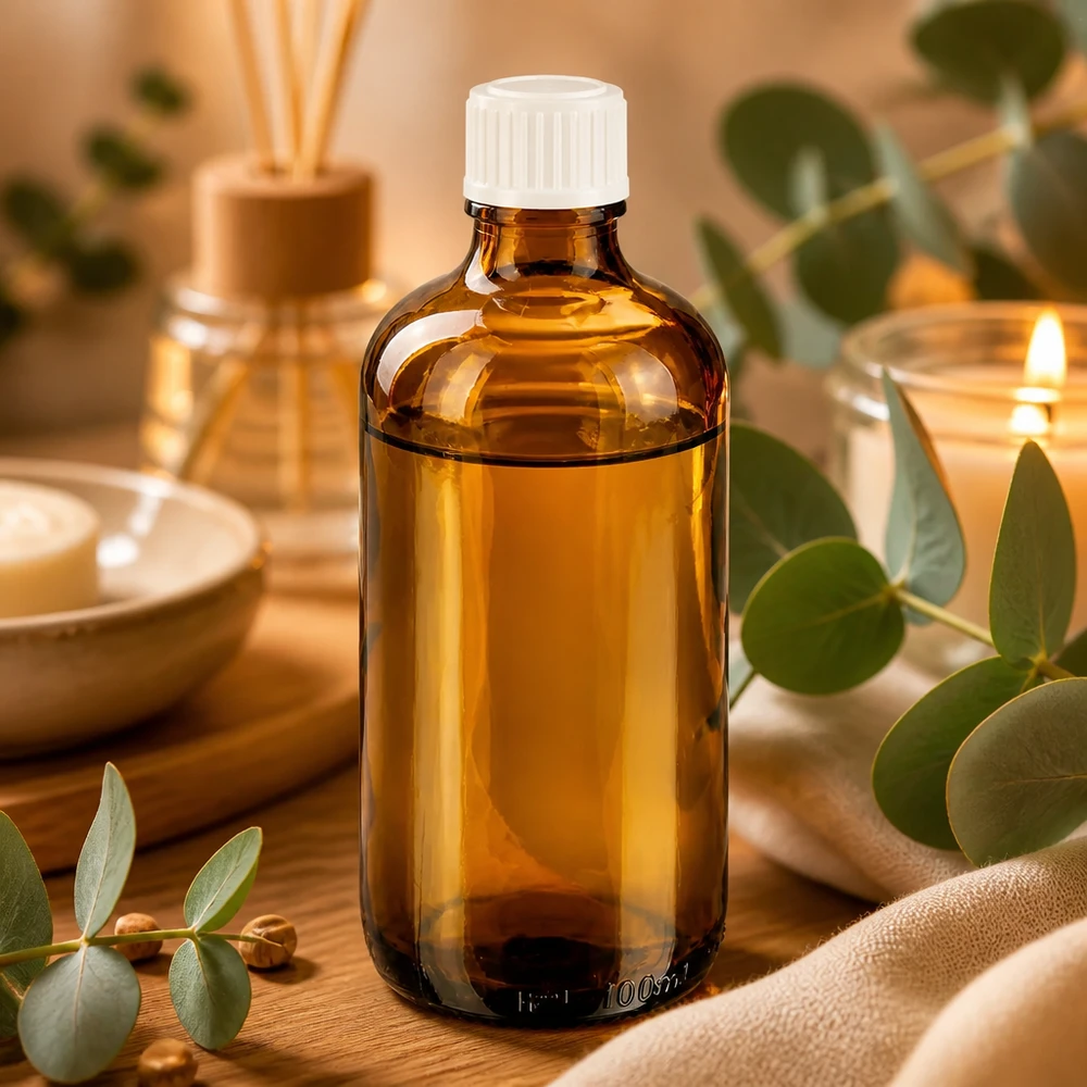 Flacon en verre brun de 100 ml avec compte-gouttes standard pour huiles essentielles et cosmétiques naturels