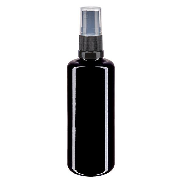 Flacon de pharmacie violet 100ml embout spray noir Flacon de pharmacie violet 100ml embout spray noir