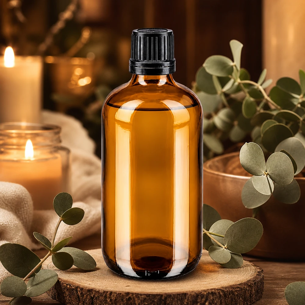 Bouteille de pharmacie brune 100ml bouchon vissable noir bouchon d'inviolabilité Flacon compte-gouttes en verre ambré de 100 ml avec bouchon à vis OV de 8 mm pour l'aromathérapie