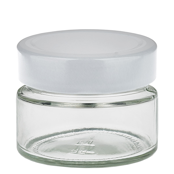 130ml Verre rond avec couvercle BasicSeal blanc UNiTWIST