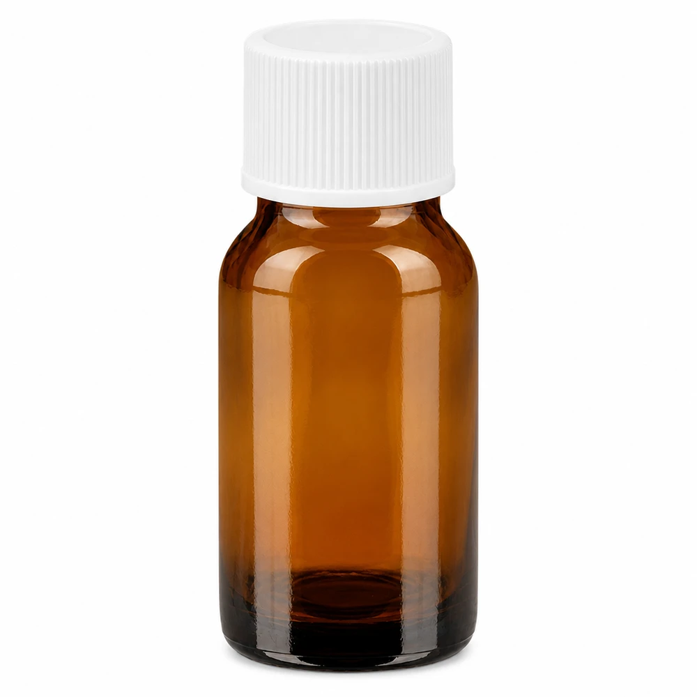 Flacon de 10ml 11mm SV blanc STD BrownLine UT18/10 Flacon en verre brun 10ml avec bouchon à vis blanc pour huiles essentielles et cosmétiques
