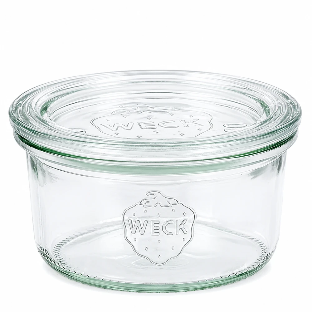WECK Pot renversé 165ml avec couvercle en verre RR80 Pot de conservation transparent pour la conservation et le rangement