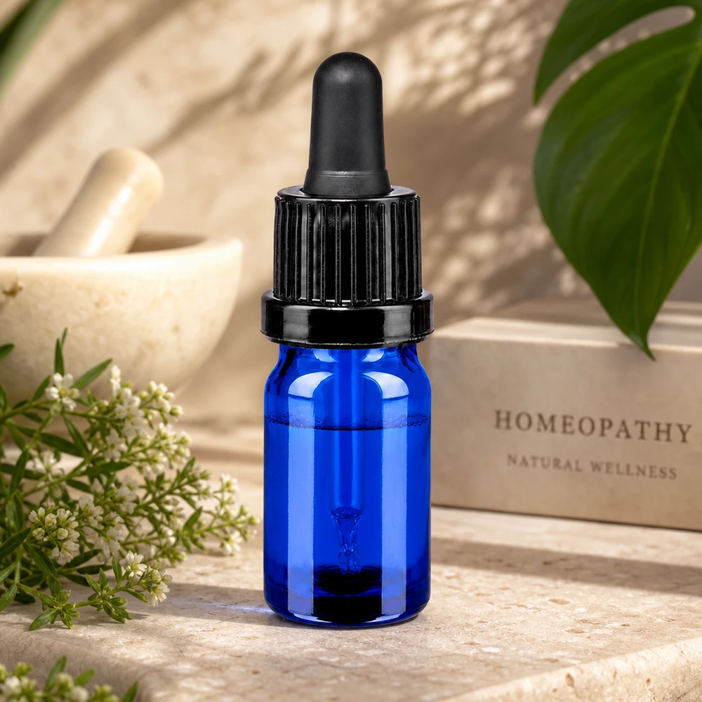 Flacon à pipette 5ml noir OV BlueLine UT18/5 Flacon compte-gouttes compact en verre bleu de 5ml pour cosmétiques naturels OV BlueLine UT18/5