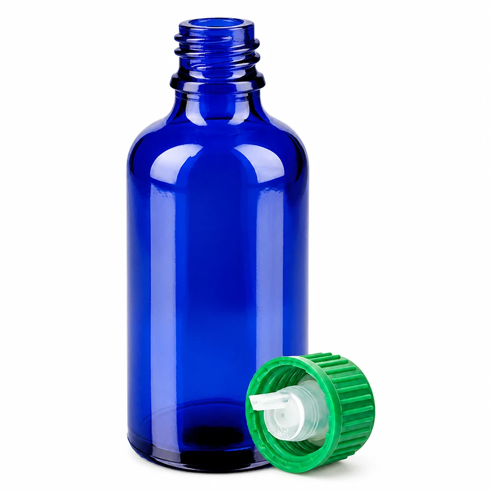 Flacon compte-goutte 50ml 0.8mm vert STD BlueLine UT18/50 Flacon compte-gouttes 50ml bleu idéal pour l'aromathérapie cosmétique et pharmaceutique