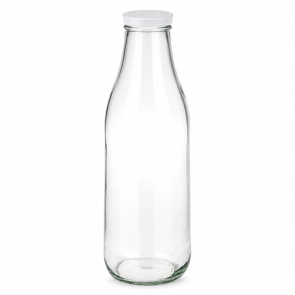 1000ml Bouteille avec couvercle BasicSeal blanc UNiTWIST Bouteille en verre 1000ml avec couvercle blanc BasicSeal certifié UN transparent vide Bouteille de lait de réserve